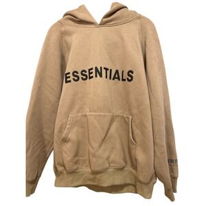 Fear of God Essentials Hoodie Tan Brown Mens Medium Logo Pullover Streetwear
